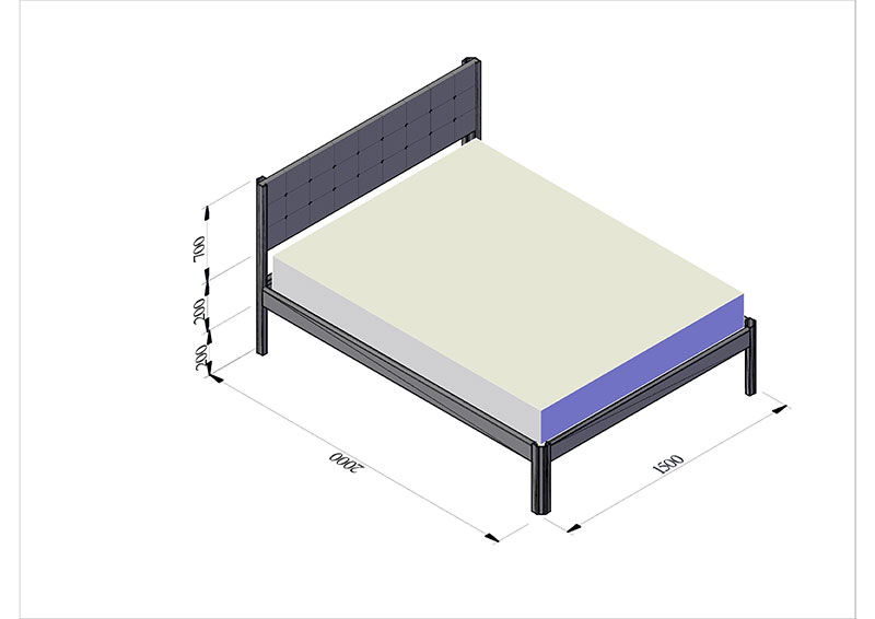 1.5米单层床设计图